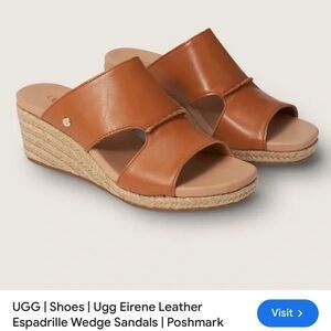 UGG Eirene Leather Wedge Sandals - Brown